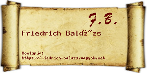 Friedrich Balázs névjegykártya